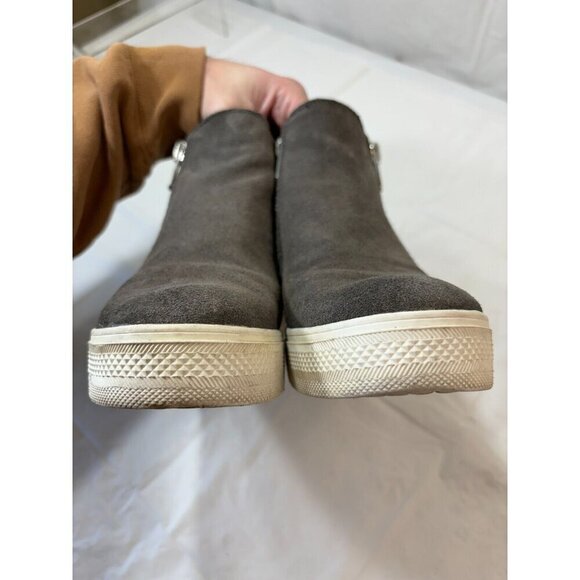 Steve Madden Womens Shoes 8.5 M Gray Wedge Ankle Close Toe Zip Heel Leather - Picture 3 of 12